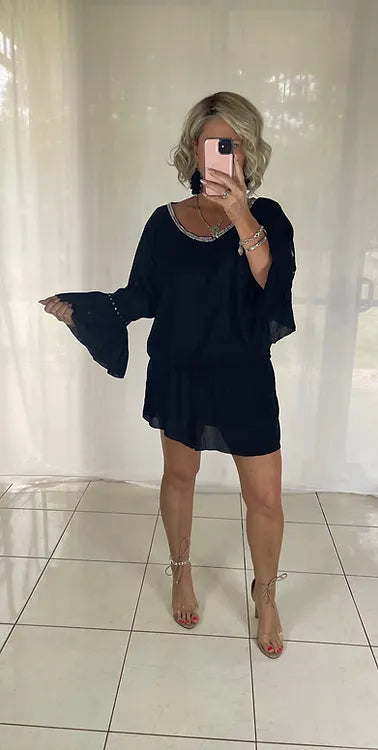 Sequin Dress - Black with silver sequins