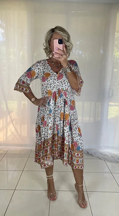 Frankie Maxi Dress - Rose Leopard