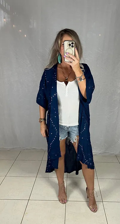 Gracie Kimono Cover - Navy Sequins