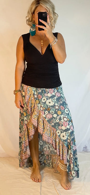 Halo Wrap Skirt - Coco blue