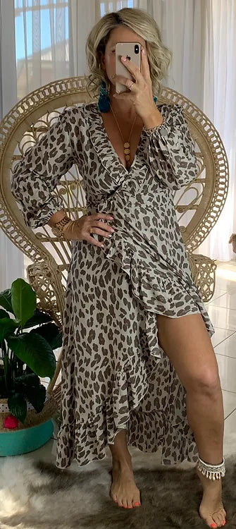 Ella Wrap Long sleeve - Mocha Leopard (discontinued )