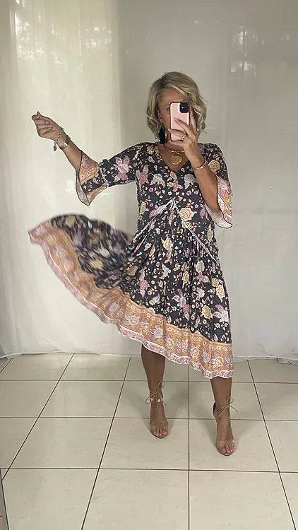 Frankie Maxi Dress - Caramel Floral