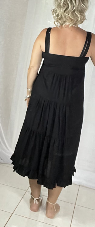 Codie Pinnafore Dress - Black