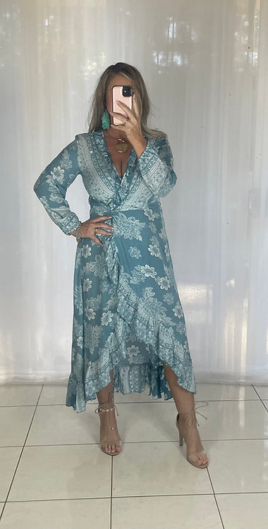 Ella Wrap Long sleeve - Blue Bindi (discontinued )