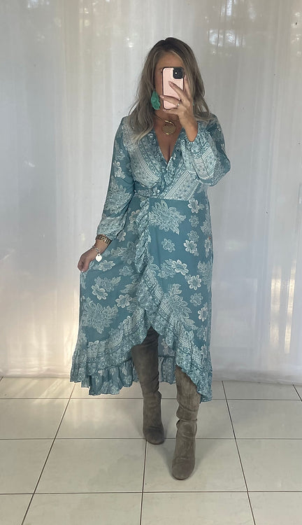 Ella Wrap Long sleeve - Blue Bindi (discontinued )