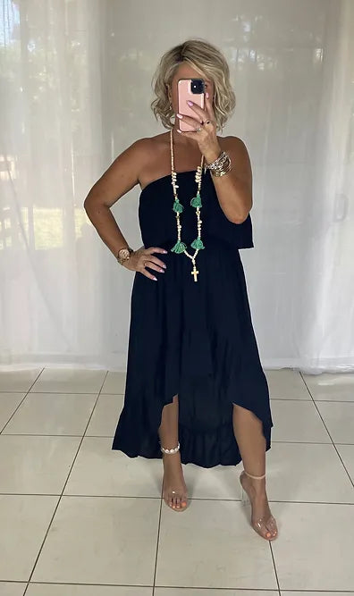 Tassel Cross Shell Necklace - Green