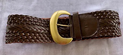 River Leather Woven Belt - Dark Brown