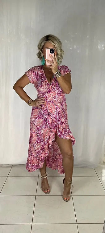 Ella Wrap - Pink Leaf