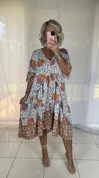 Frankie Maxi Dress - Rose Leopard