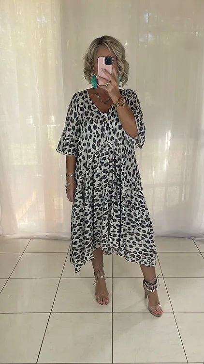 Frankie Maxi Dress - Cream Leopard