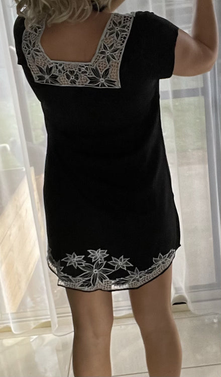 Cutout Mini Dress - Black + White