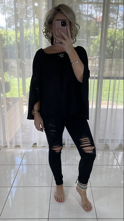 Coco off shoulder Top - Black