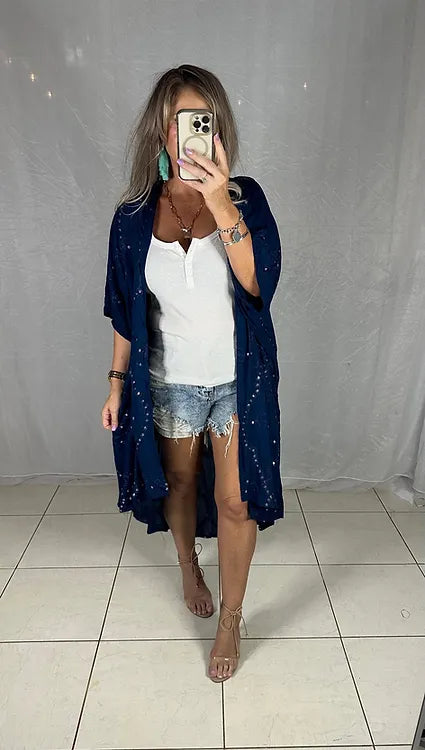 Gracie Kimono Cover - Navy Sequins