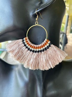 Fan Tassel Earring - Mocha (Better Quality)