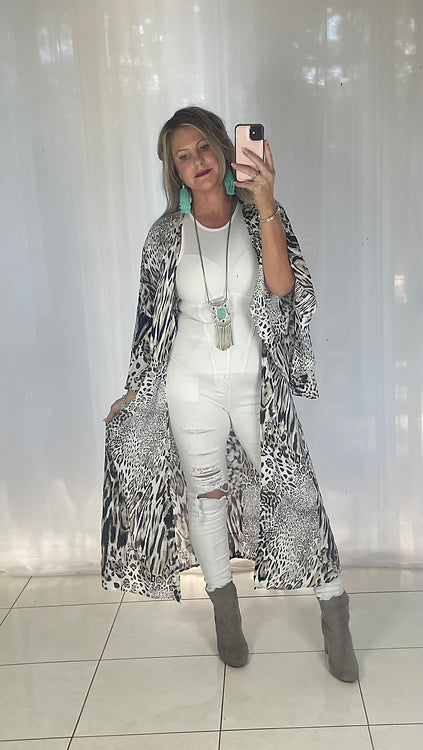 Gracie Kimono Cover - Chocolate Leopard