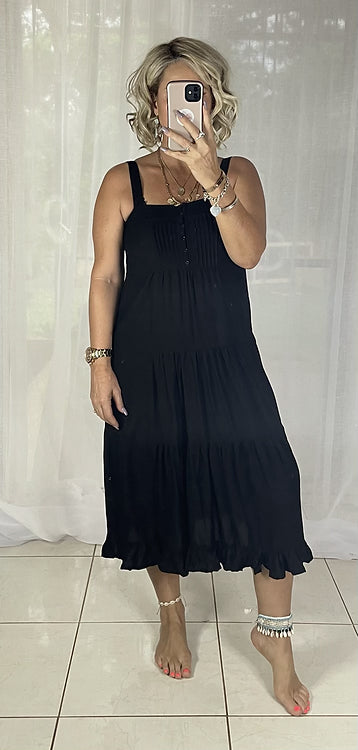 Codie Pinnafore Dress - Black