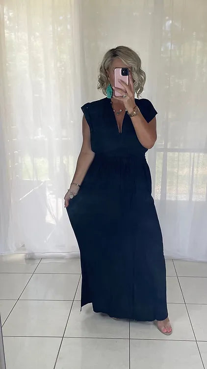 V neck Maxi Dress