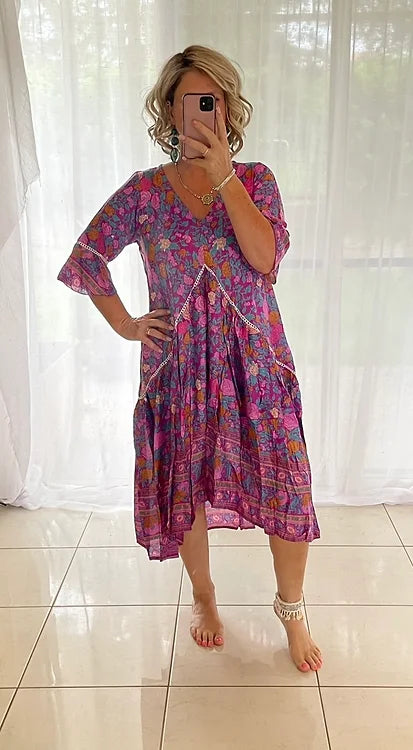 Frankie Maxi Dress - Pink Roses