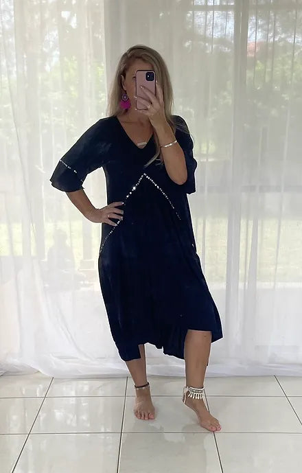 Frankie Maxi Dress - Black + Sequins (hand sewn)