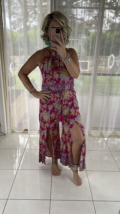 Mabel Halter Jumpsuit - Jaegar Red (small sizing)