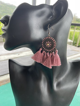 Tassel Earrings - Dusty pink
