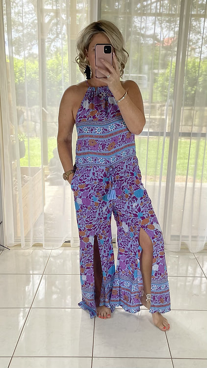 Mabel Halter Jumpsuit - Purple 51 (small sizing)