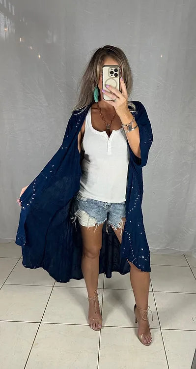 Gracie Kimono Cover - Navy Sequins