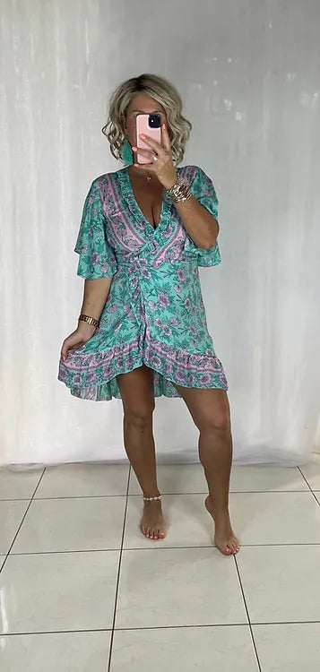 Juno Short Wrap Flutter Sleeve - Buttercup