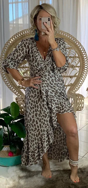 Ella Wrap Long sleeve - Mocha Leopard (discontinued )