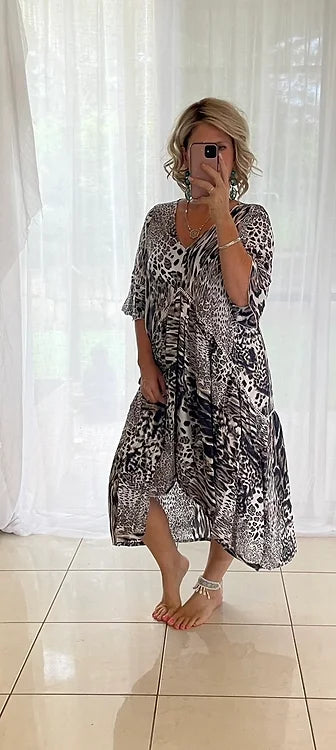Frankie Maxi Dress - Chocolate Leopard