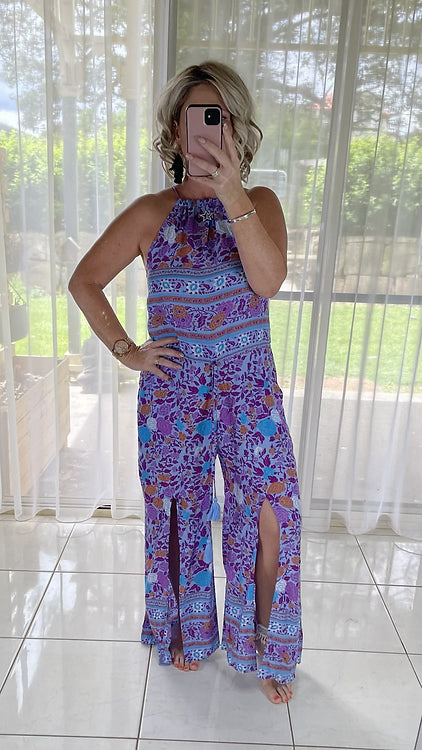 Mabel Halter Jumpsuit - Purple 51 (small sizing)