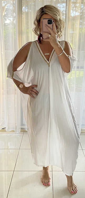 Kaftan - White with Embellishments