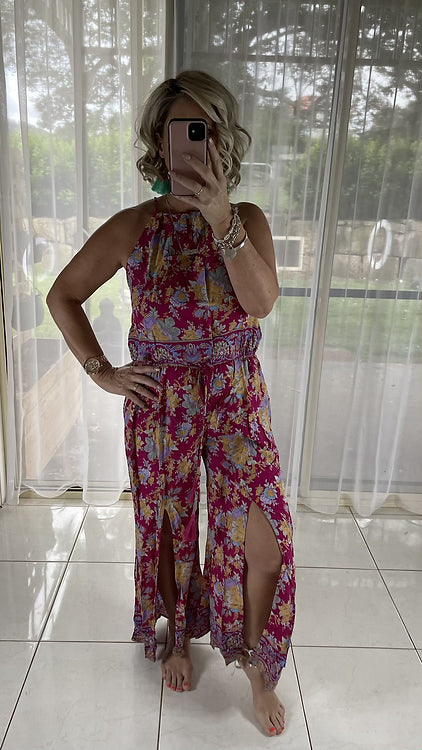 Mabel Halter Jumpsuit - Jaegar Red (small sizing)
