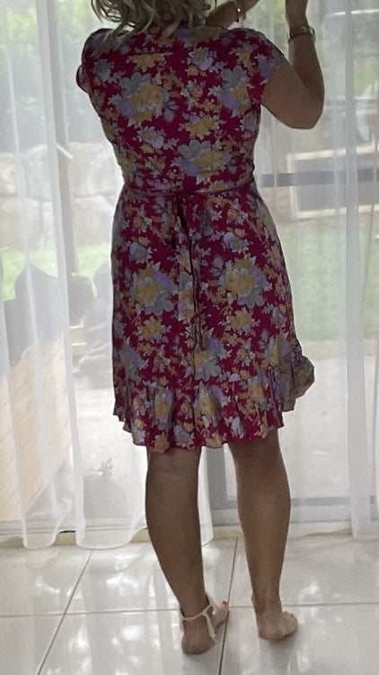 Juno Short Wrap - Red + Yellow