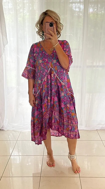Frankie Maxi Dress - Pink Roses