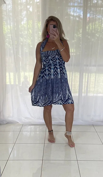 Tellulah Off Shoulder Shirred bust Dress - Zebra