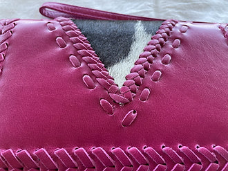 Handmade Leather Purse - Pink