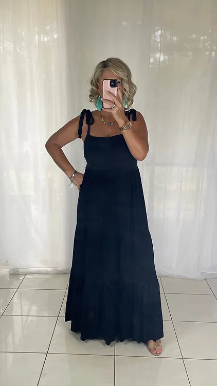 Martha Tie Shoulder Maxi Dress