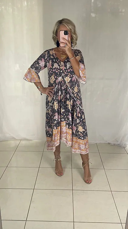 Frankie Maxi Dress - Caramel Floral