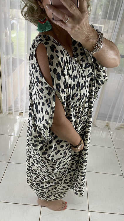 Ivey Kaftan - Cream leopard