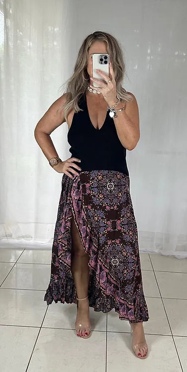 Halo Wrap Skirt - Chocolate