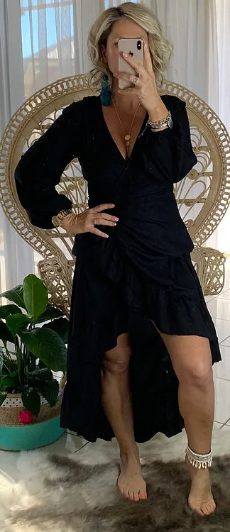 Ella Wrap Long Sleeve - Midnight Black (discontinued )