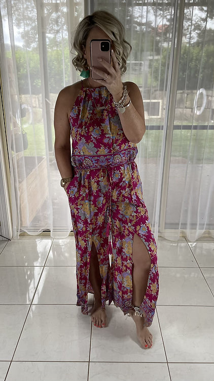 Mabel Halter Jumpsuit - Jaegar Red (small sizing)