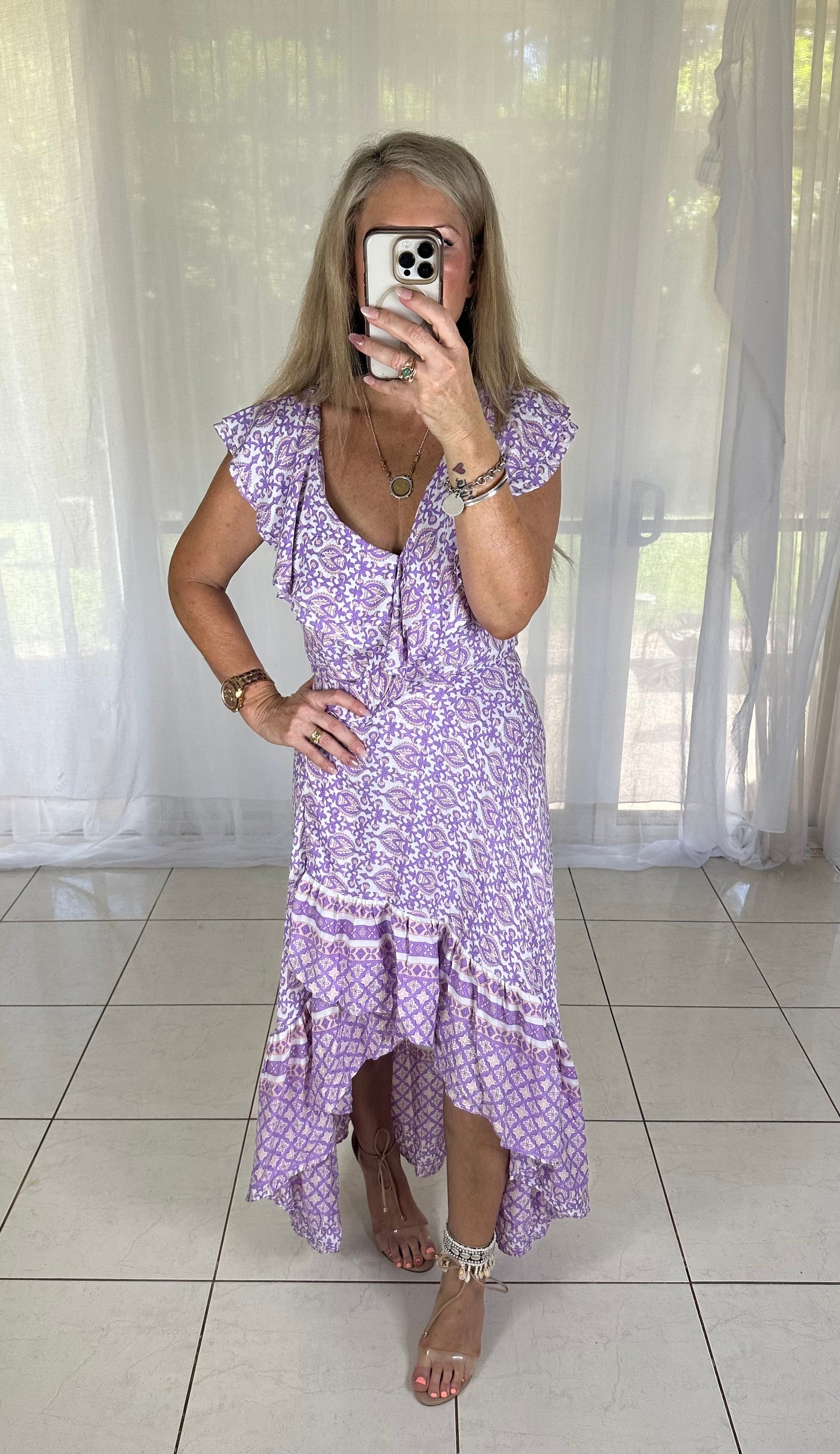Ella Flutter Sleeve Wrap - Mauve 10-12