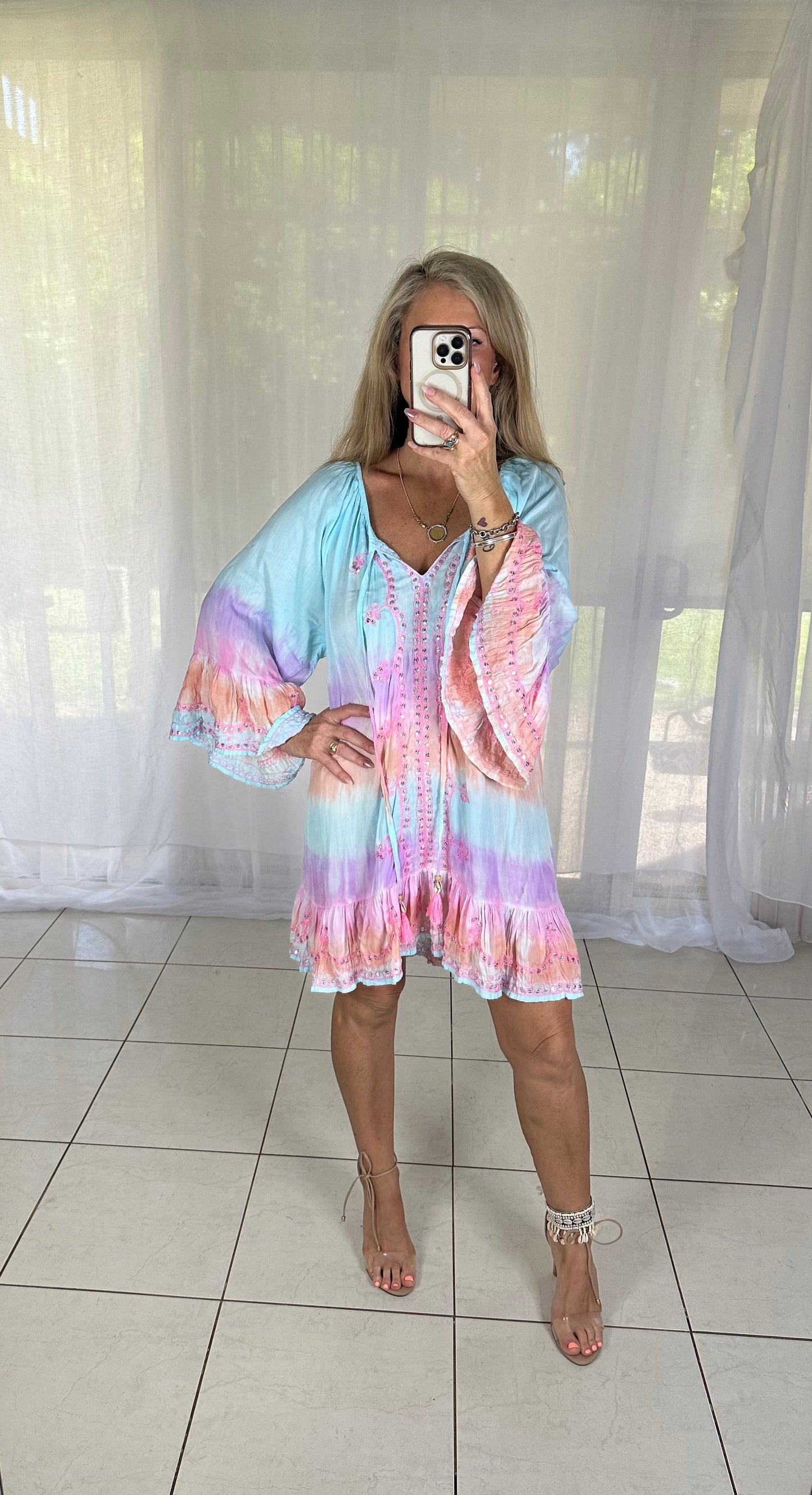 Sequin Dress - Candy Pink Tie Dye