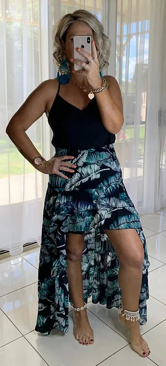 Daphne Skirt - Black Banana Leaf