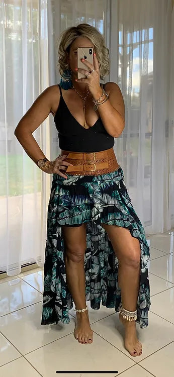 Daphne Skirt - Black Banana Leaf