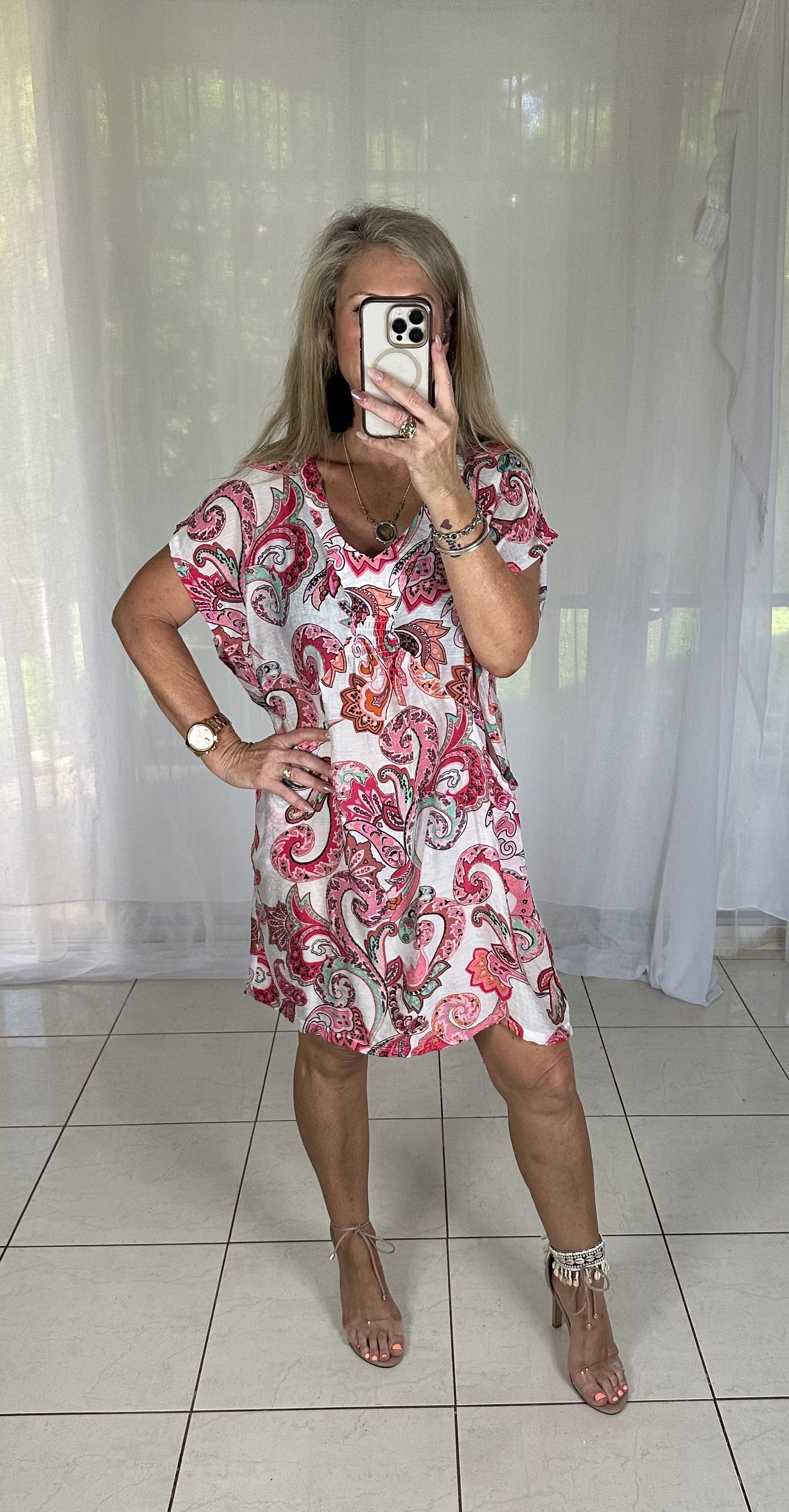 Shift Dress with pockets - Red