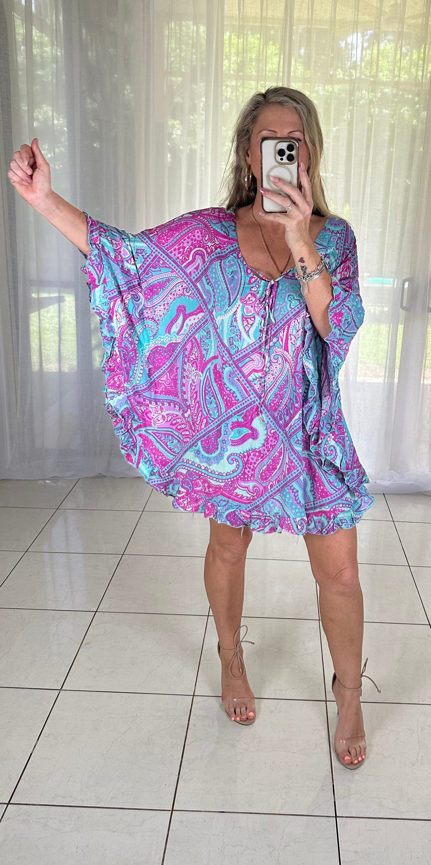 Kaftan Short - Pink + Blue
