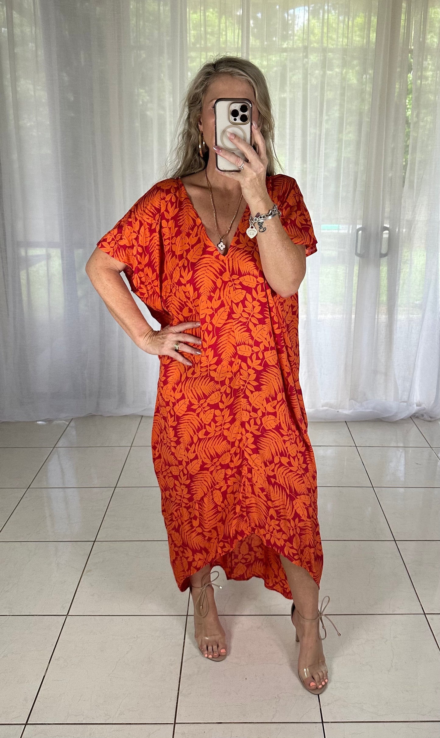 Tilly Maxi - Coral + Red